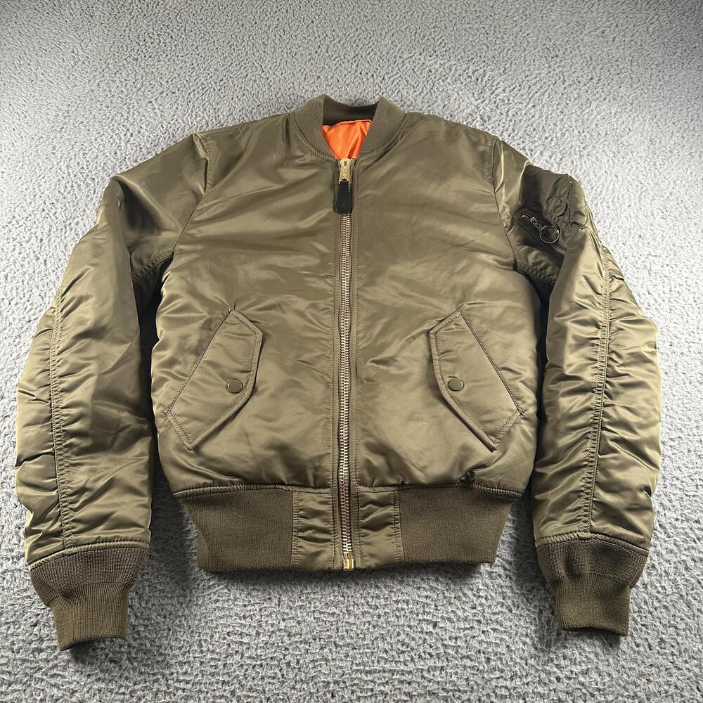 Alpha Industries MA-1 Bomber Flyers Jacket Mens XS Green Flight Slim Fit